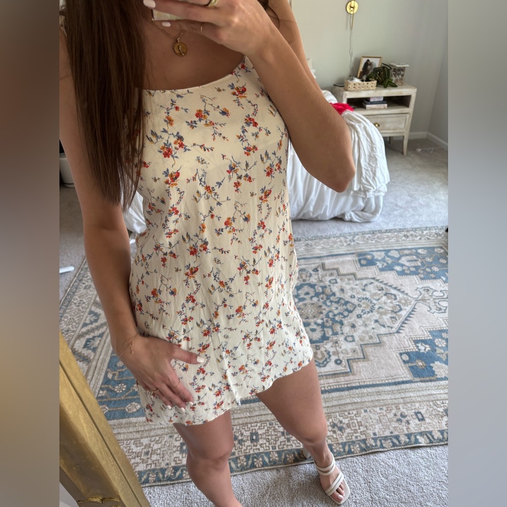 White Floral Reformation Mini Dress